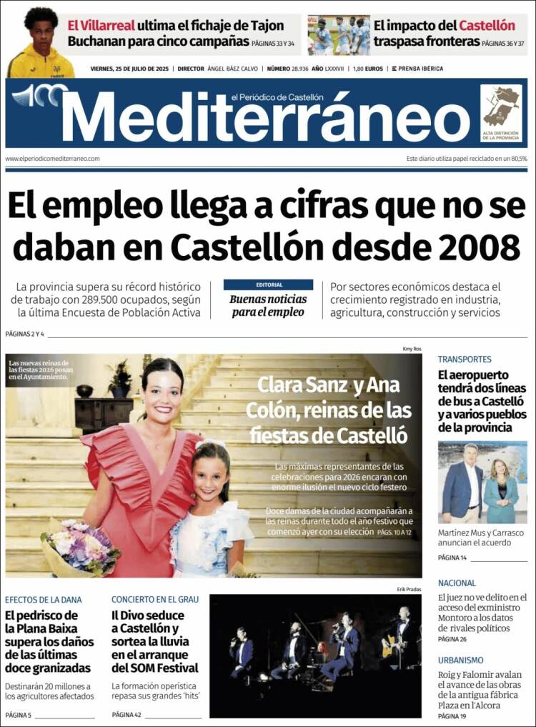 Portada de El Periódico Mediterraneo (España)