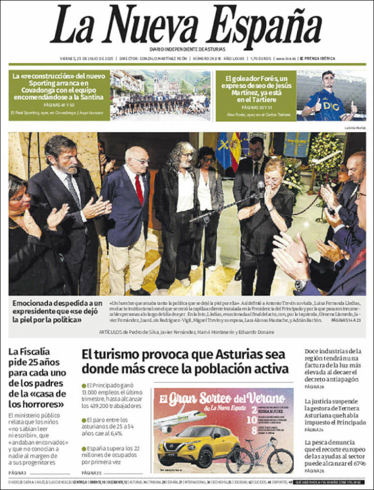 Portada de La Nueva España (España)