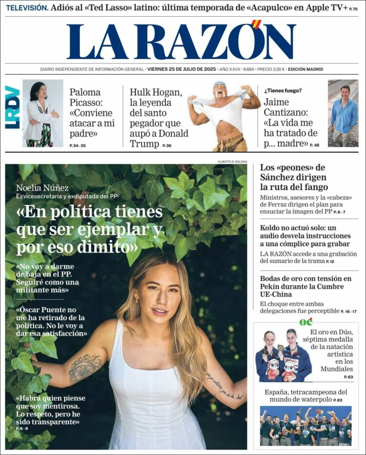Portada de La Razón (España)