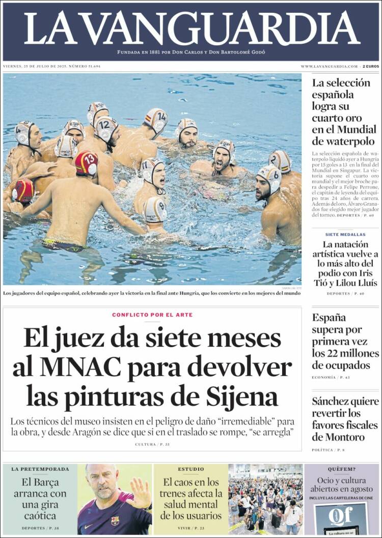 Portada de La Vanguardia (España)