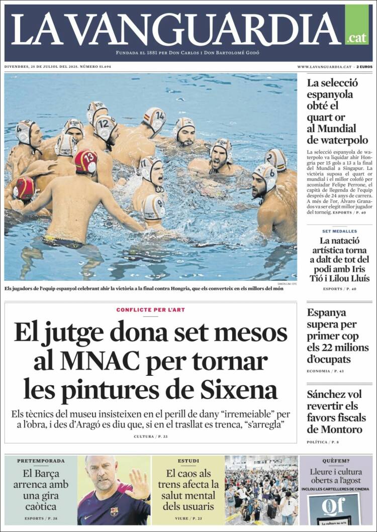 Portada de La Vanguardia (España)