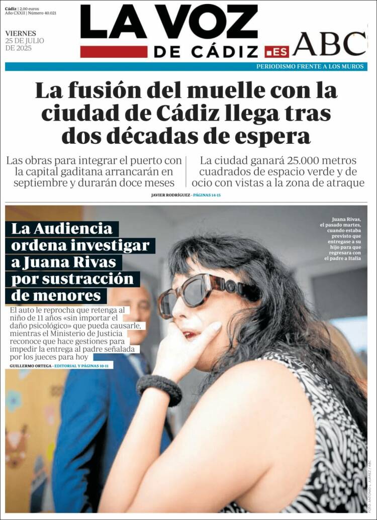 Portada de La Voz de Cádiz (España)