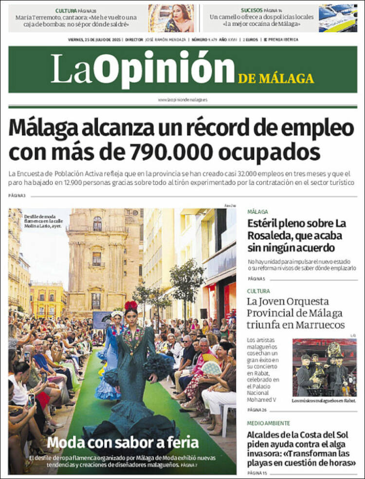 Portada de La Opinión de Málaga (España)