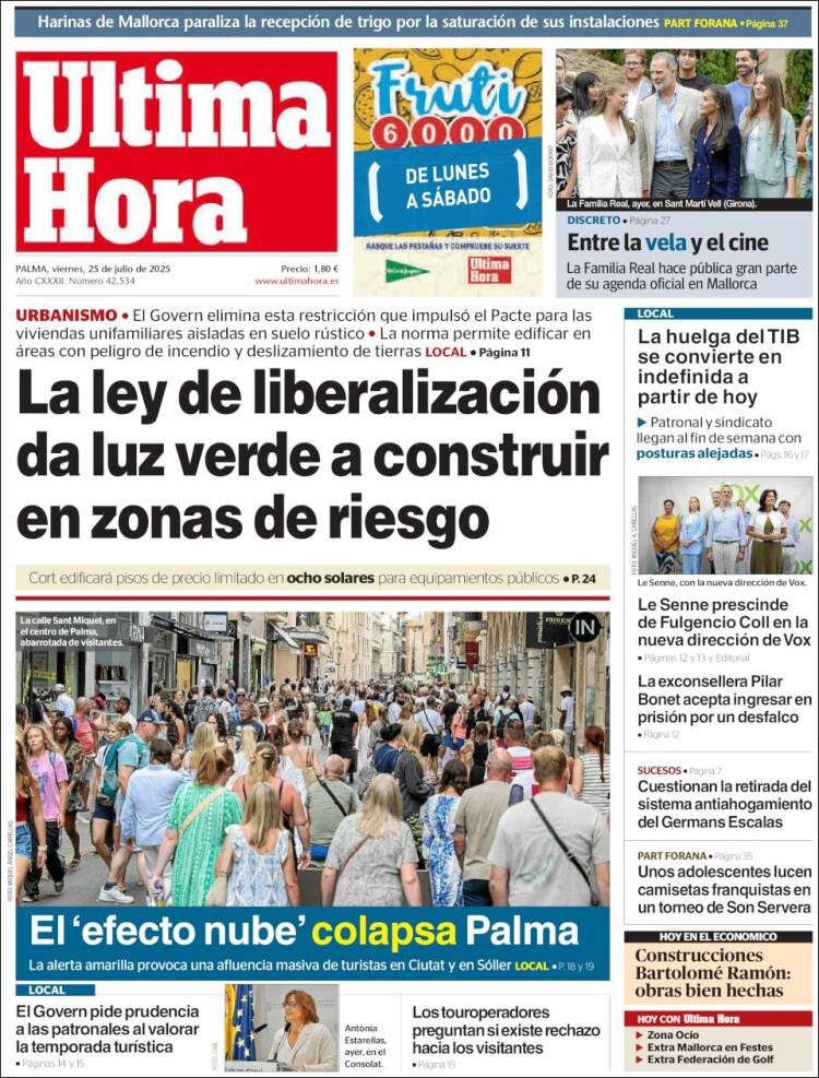 Portada de Última Hora (España)