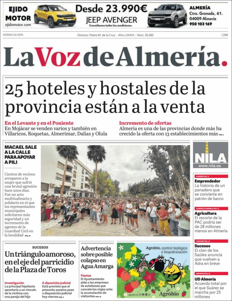 Portada de La Voz de Almería (España)
