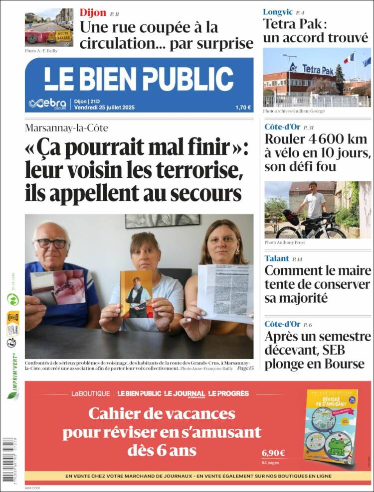 Portada de Le Bien Public (Francia)