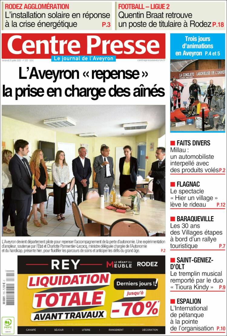 Portada de Centre Presse (Francia)