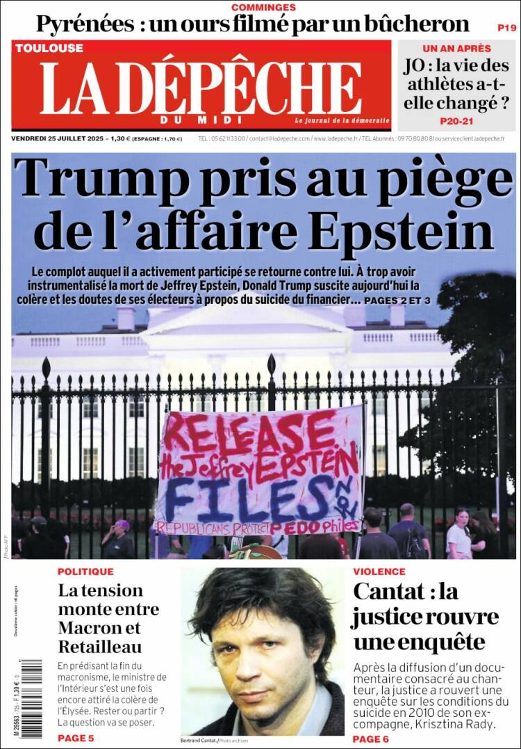 Portada de La Dépêche du Midi (France)