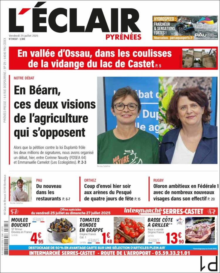Portada de L'Eclair des Pyrénées (Francia)