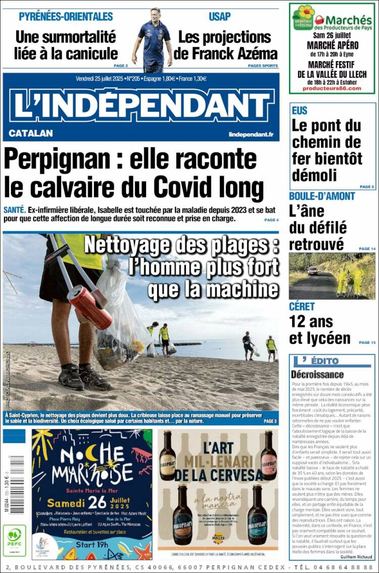 Portada de Le Indépendant (Francia)