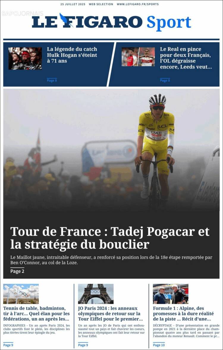 Portada de Le Figaro Sport (Francia)