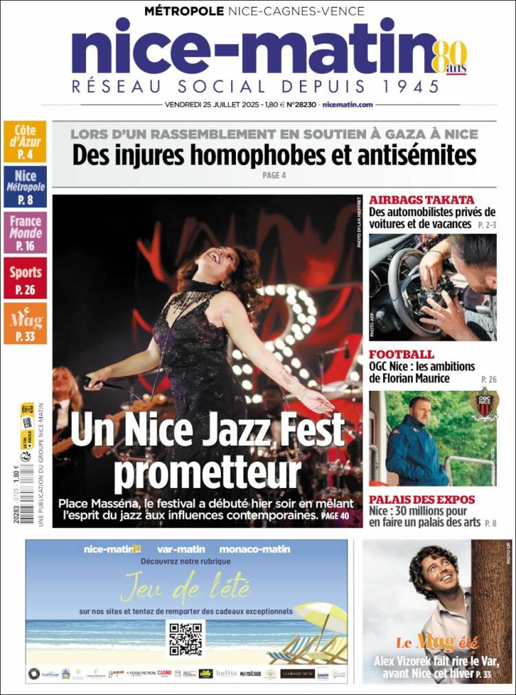 Portada de Nice-Matin (Francia)