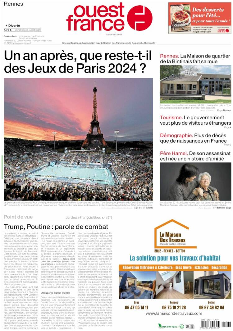 Portada de Ouest France (France)