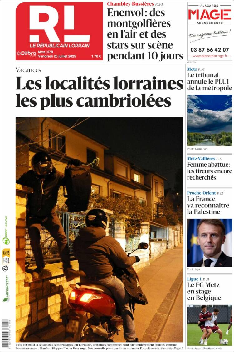 Portada de Le Republicain Lorrain (Francia)