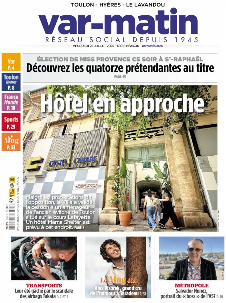 Portada de Var-Matin (Francia)
