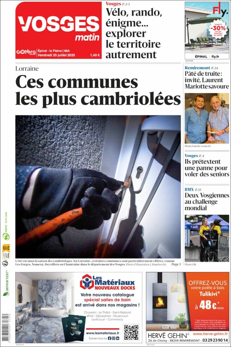 Portada de Vosges Matin (Francia)