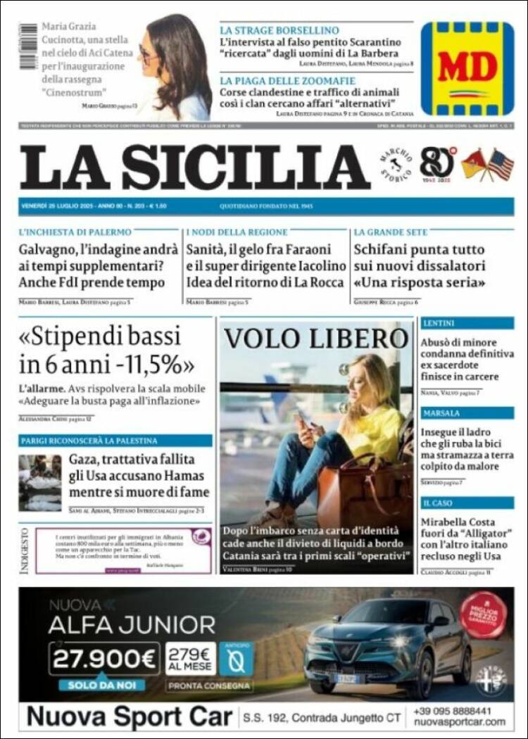 Portada de La Sicilia (Italia)