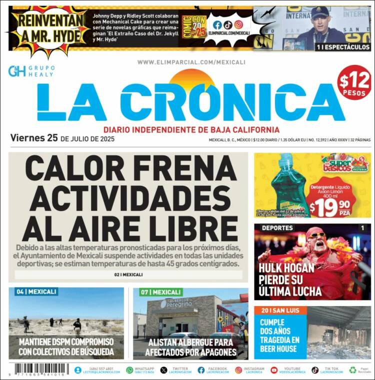 Portada de La Crónica de Baja California (México)