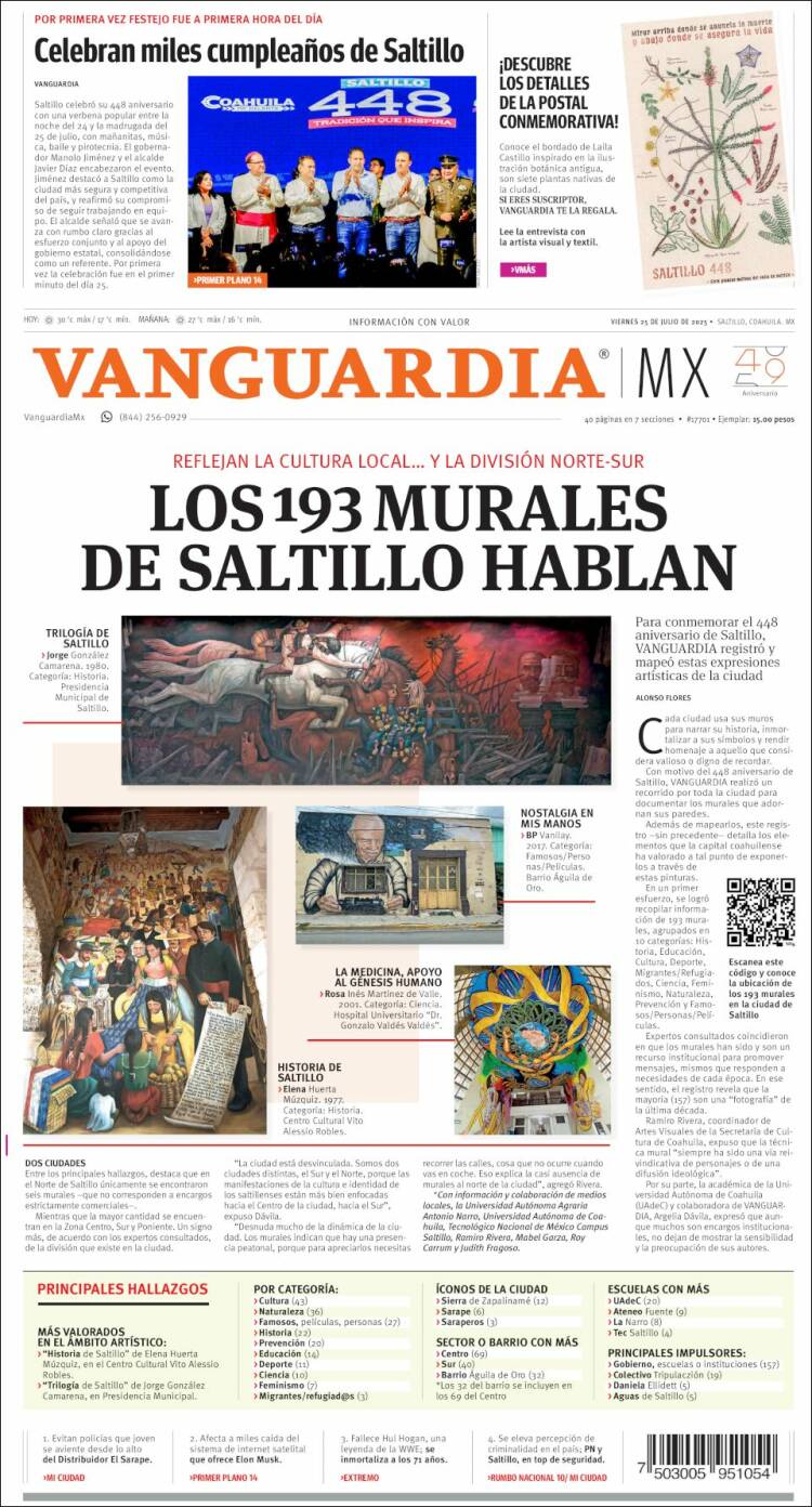 Portada de Vanguardia (México)