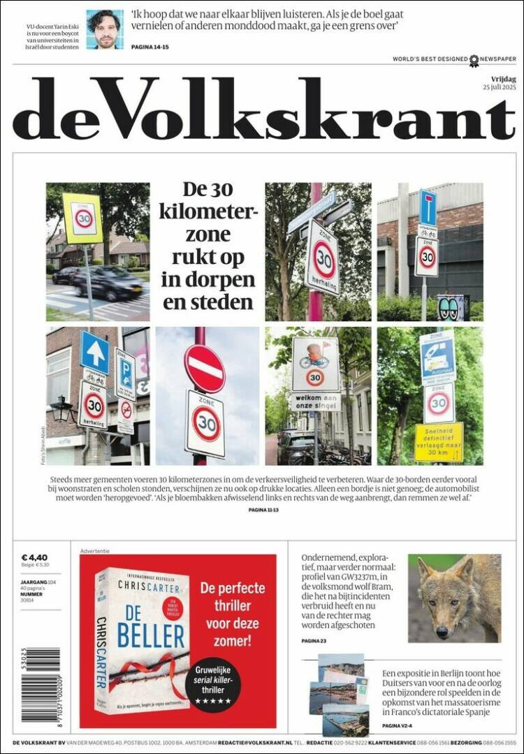 Portada de De Volkskrant (Países Bajos)