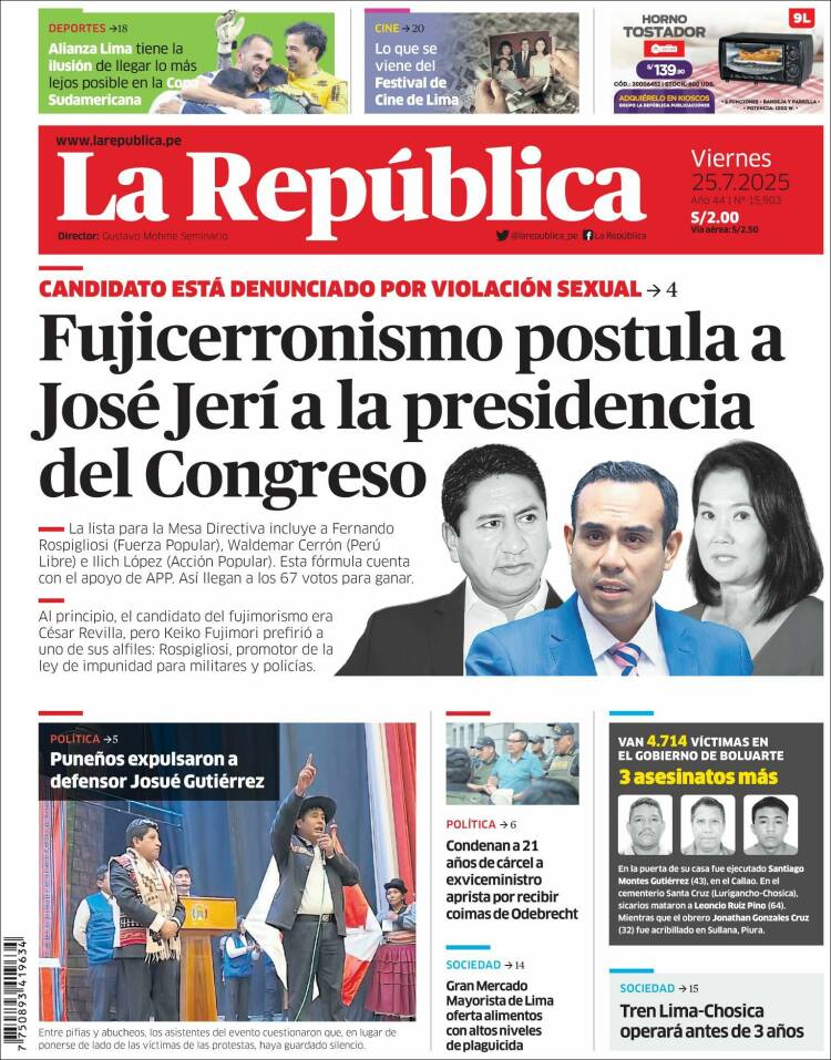 Portada de La Republica (Peru)
