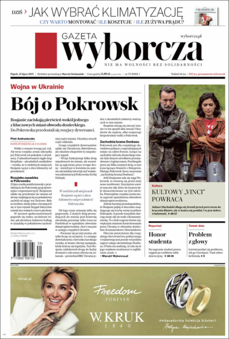 Portada de Gazeta Wyborcza (Polonia)