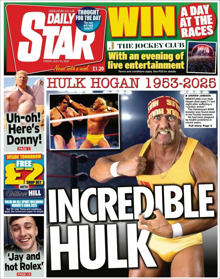 Portada de Daily Star (Reino Unido)