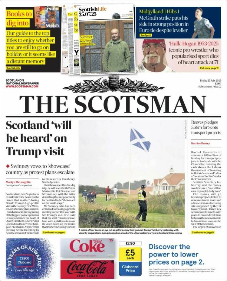 Portada de The Scotsman (Reino Unido)