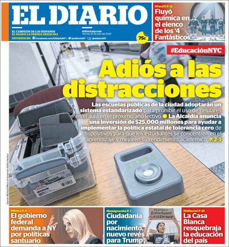 Portada de El Diario NY (USA)