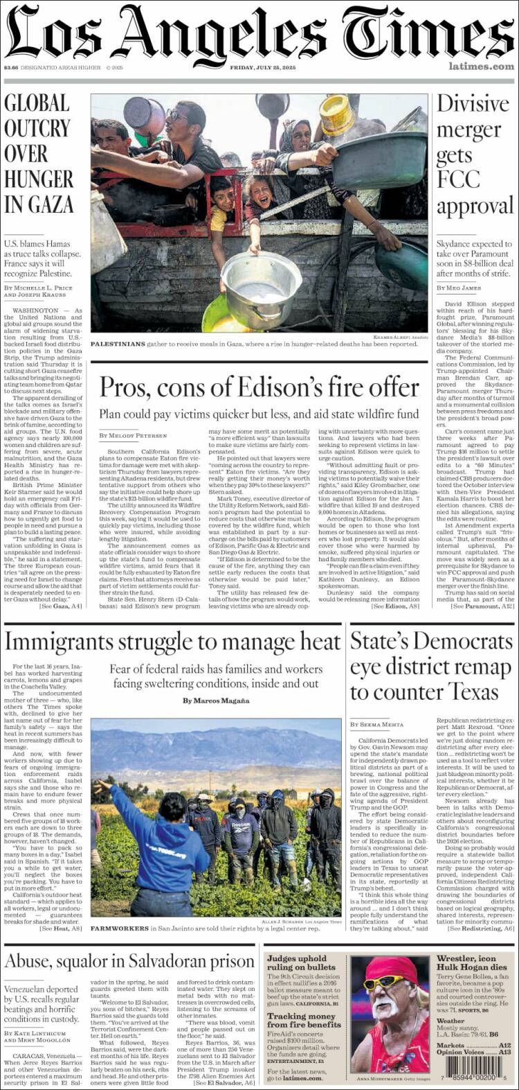 Portada de Los Angeles Times (USA)