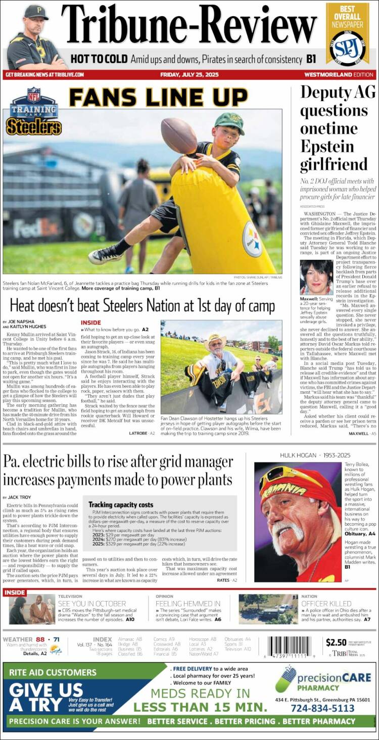 Portada de Tribune-Review (USA)
