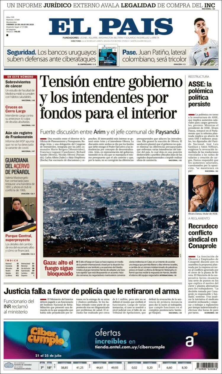 Portada de El País (Uruguay)