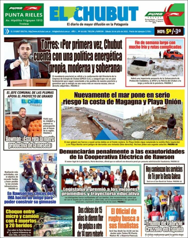 Portada de El Chubut (Argentina)