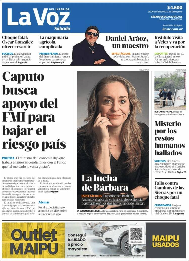 Portada de La Voz del Interior (Argentina)