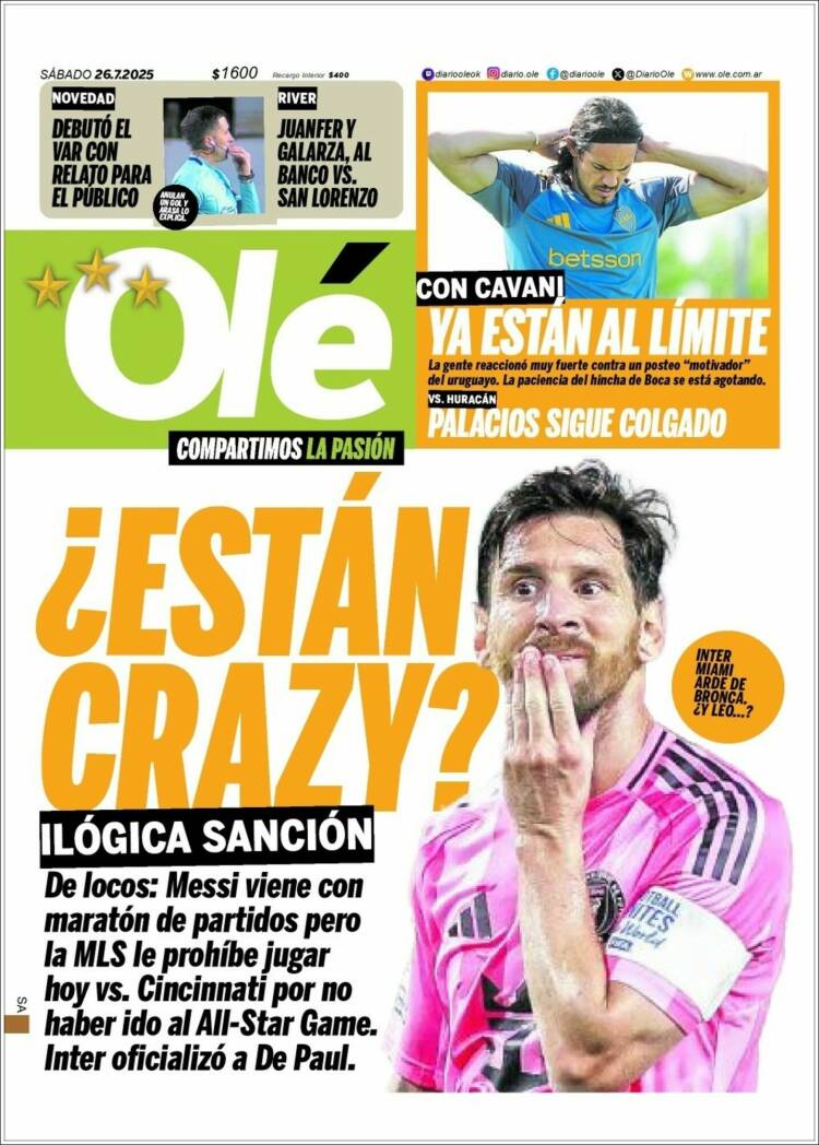 Portada de Olé (Argentina)