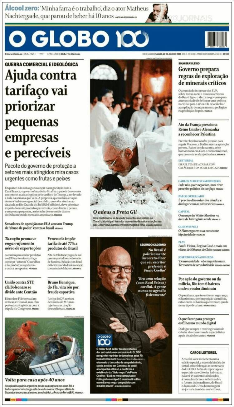 Portada de O Globo (Brasil)