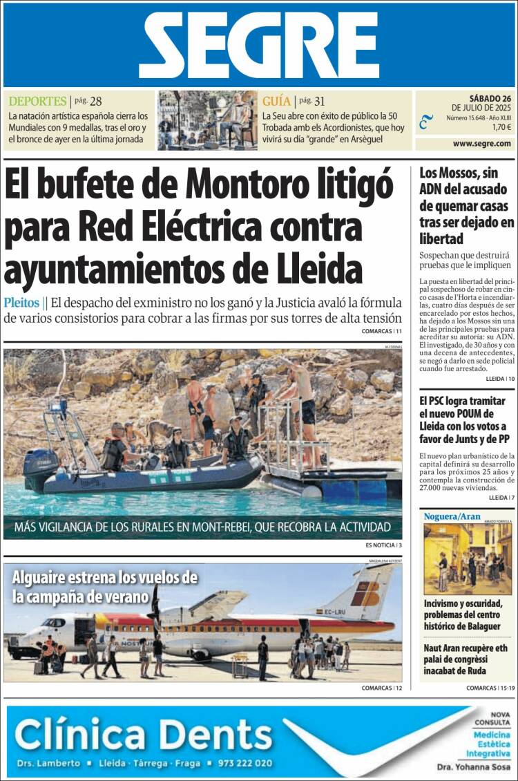 Portada de Segre  (Spain)