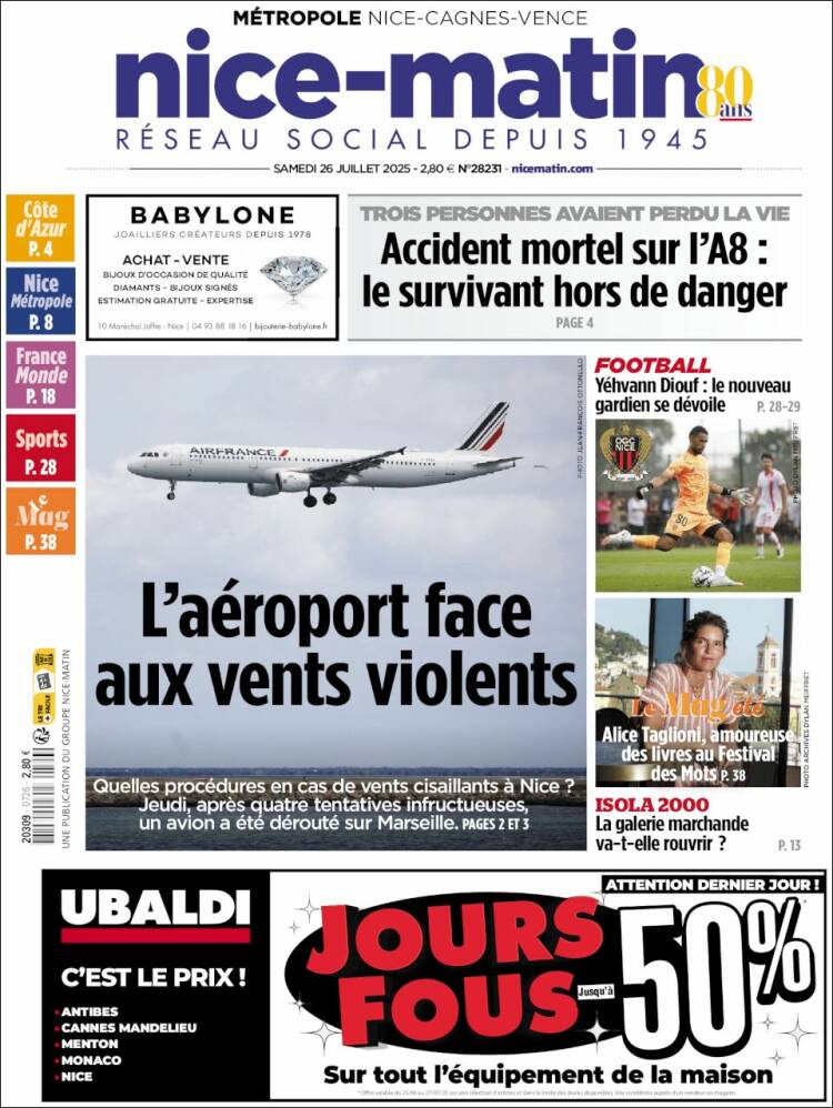 Portada de Nice-Matin (France)