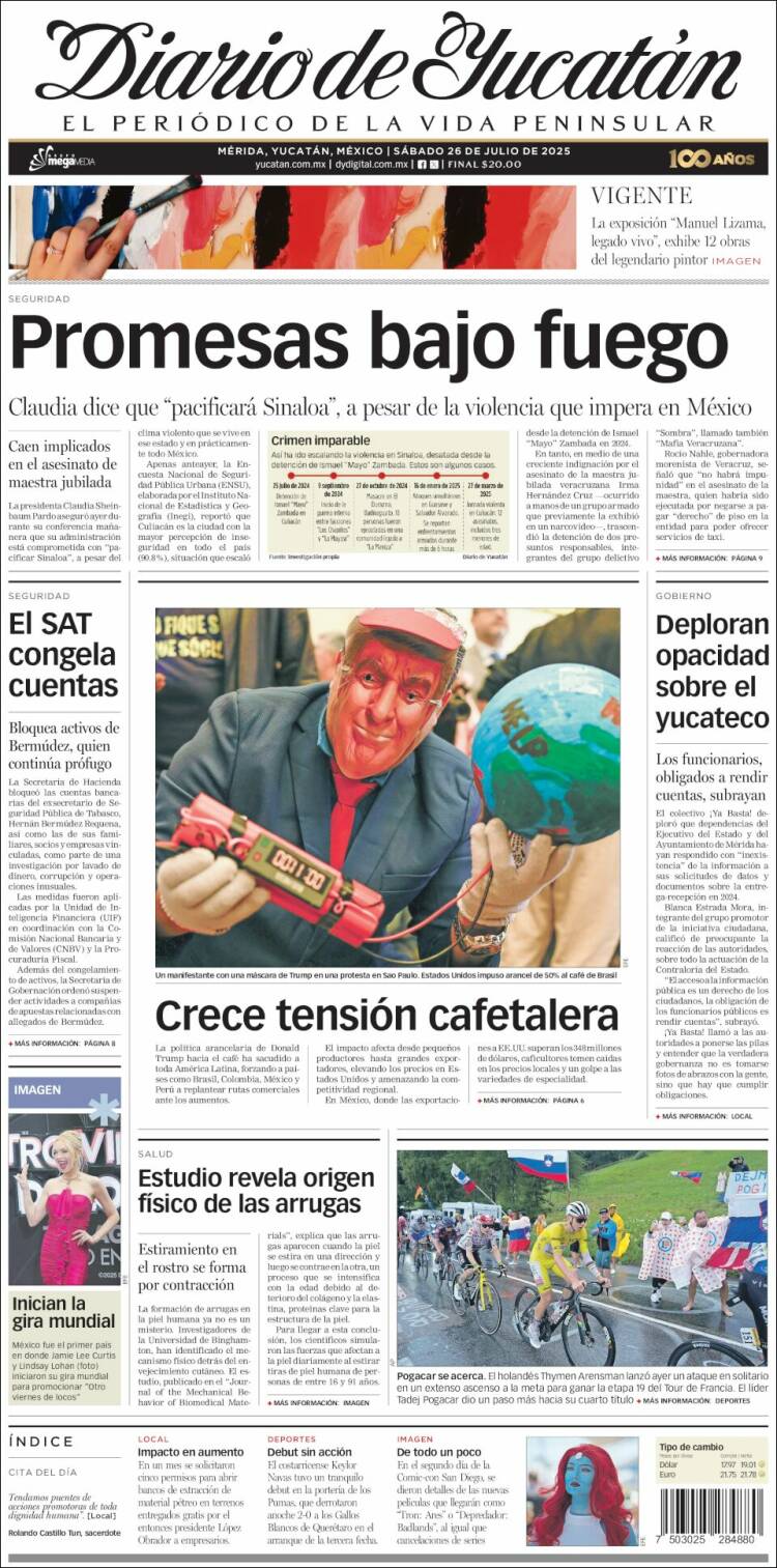 Portada de Diario de Yucatán (México)