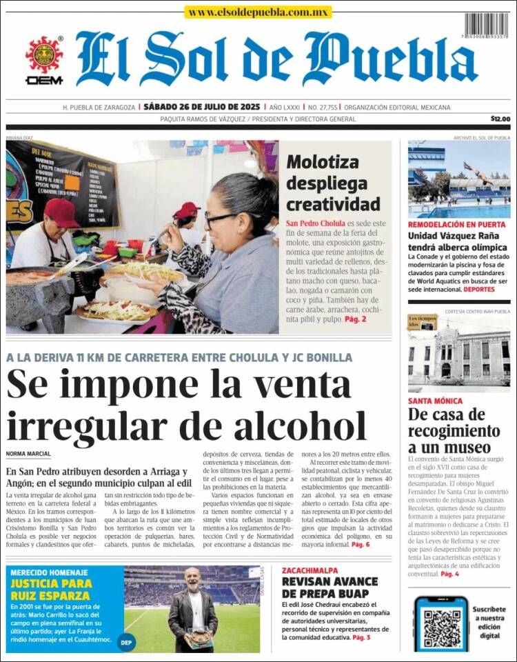 Portada de El Sol de Puebla (México)