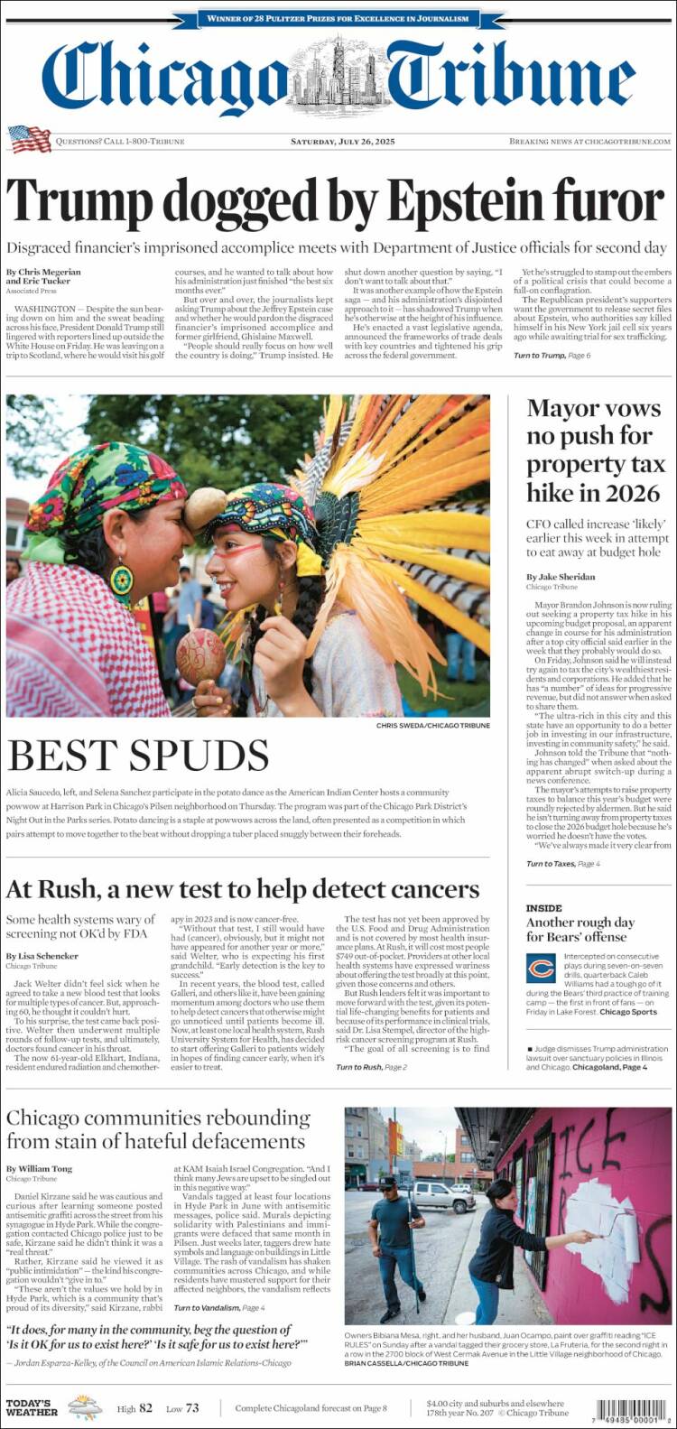 Portada de Chicago Tribune (USA)