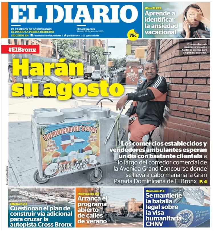 Portada de El Diario NY (USA)