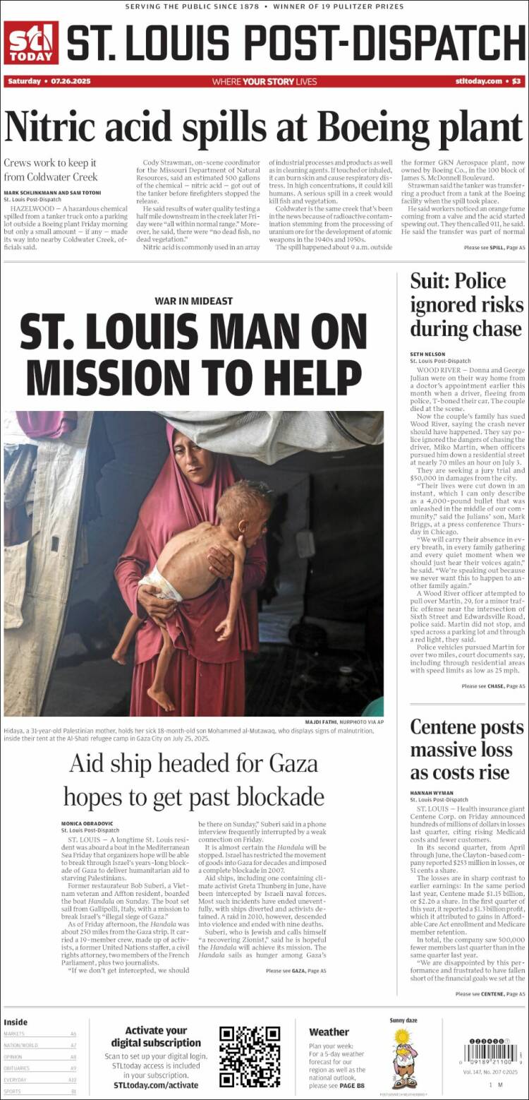 Portada de St. Louis Post-Dispatch (USA)