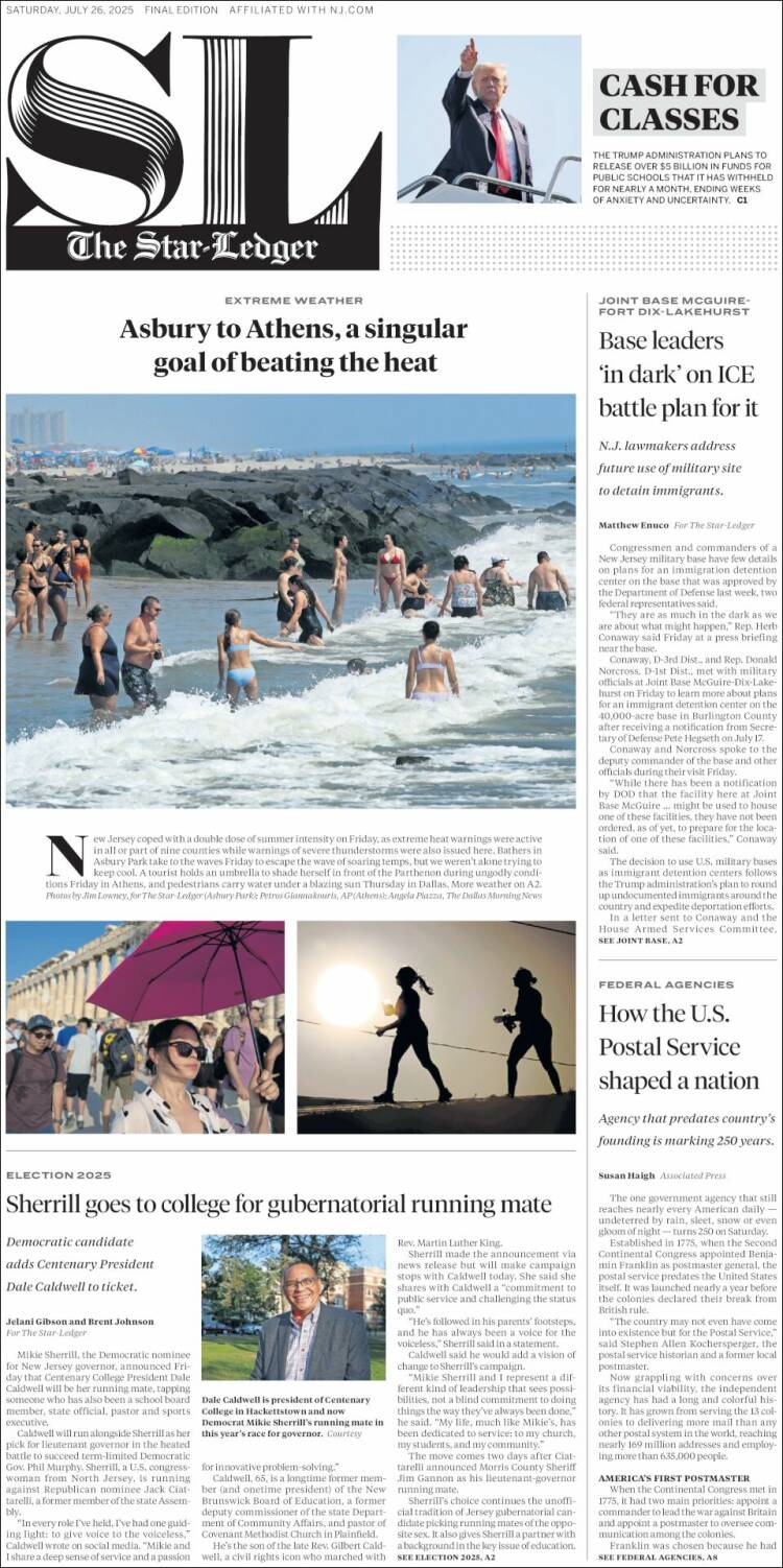 Portada de Star-Ledger (USA)