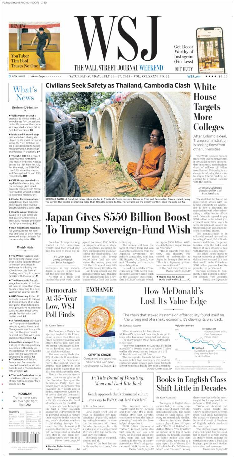 Portada de Wall Street Journal (USA)