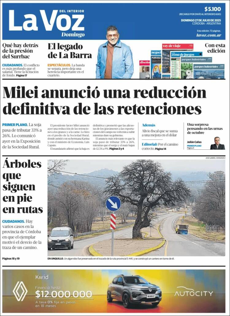 Portada de La Voz del Interior (Argentina)