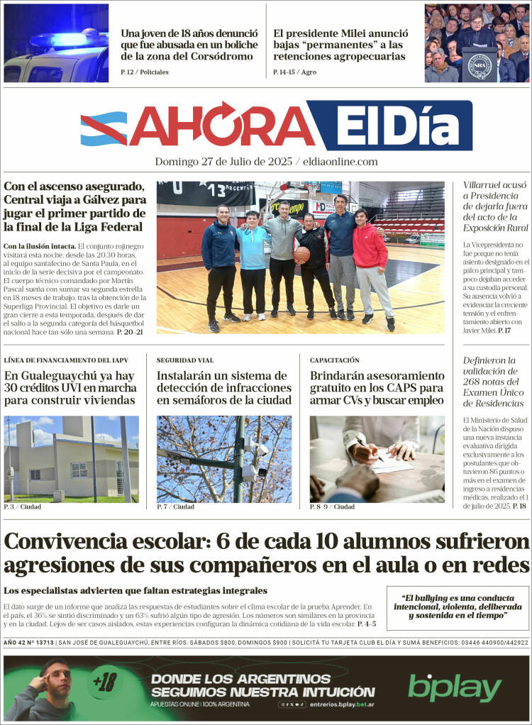 Portada de El Día de Gualeguaychú (Argentine)