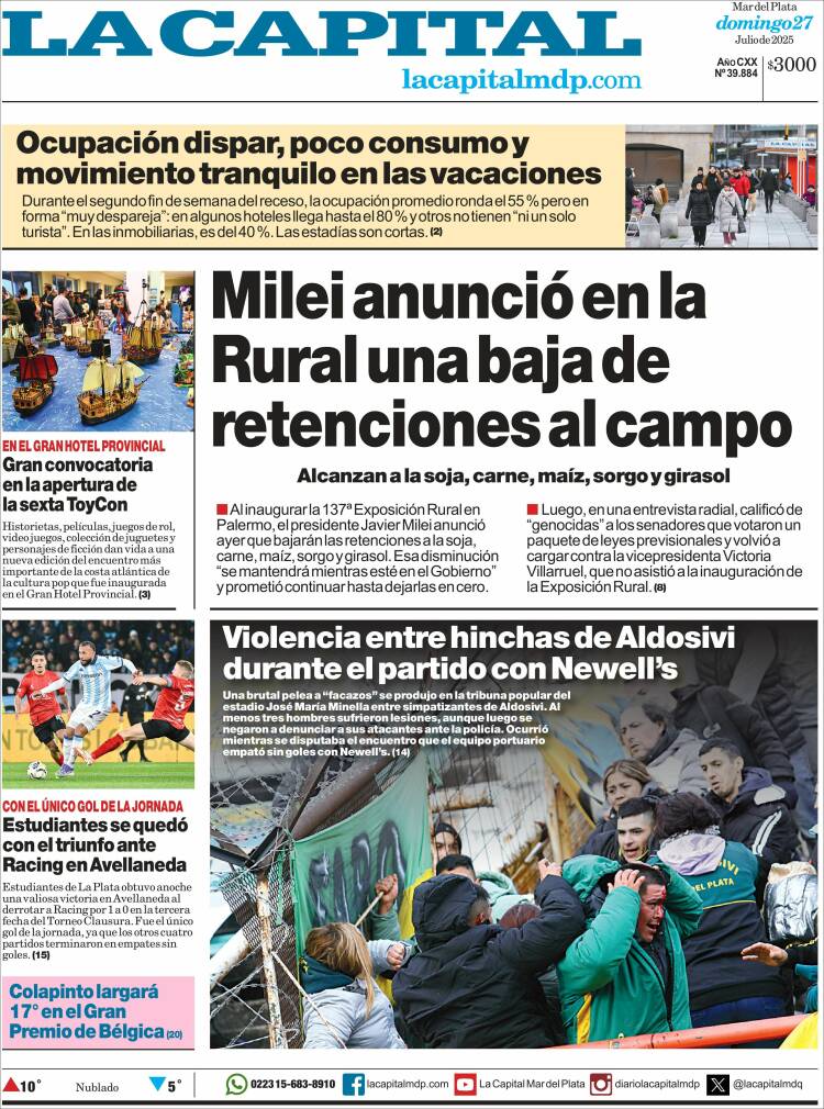 Portada de Diario La Capital - Mar del Plata (Argentina)