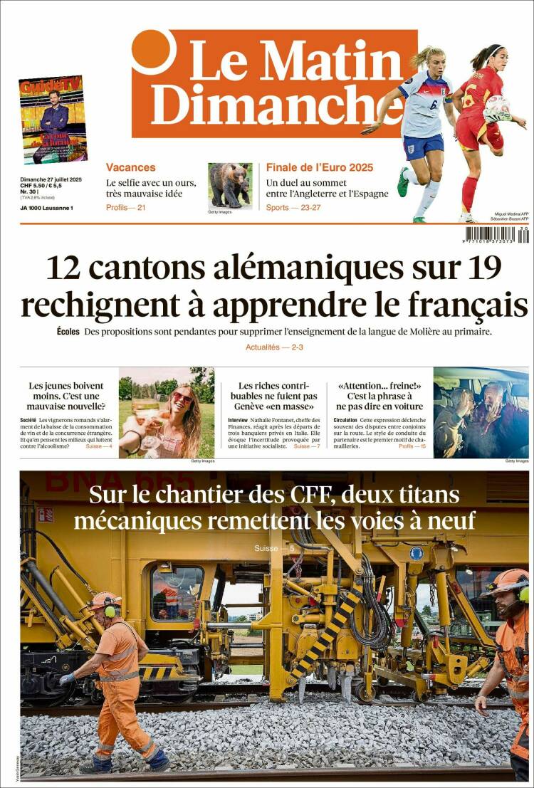 Portada de Le Matin (Switzerland)