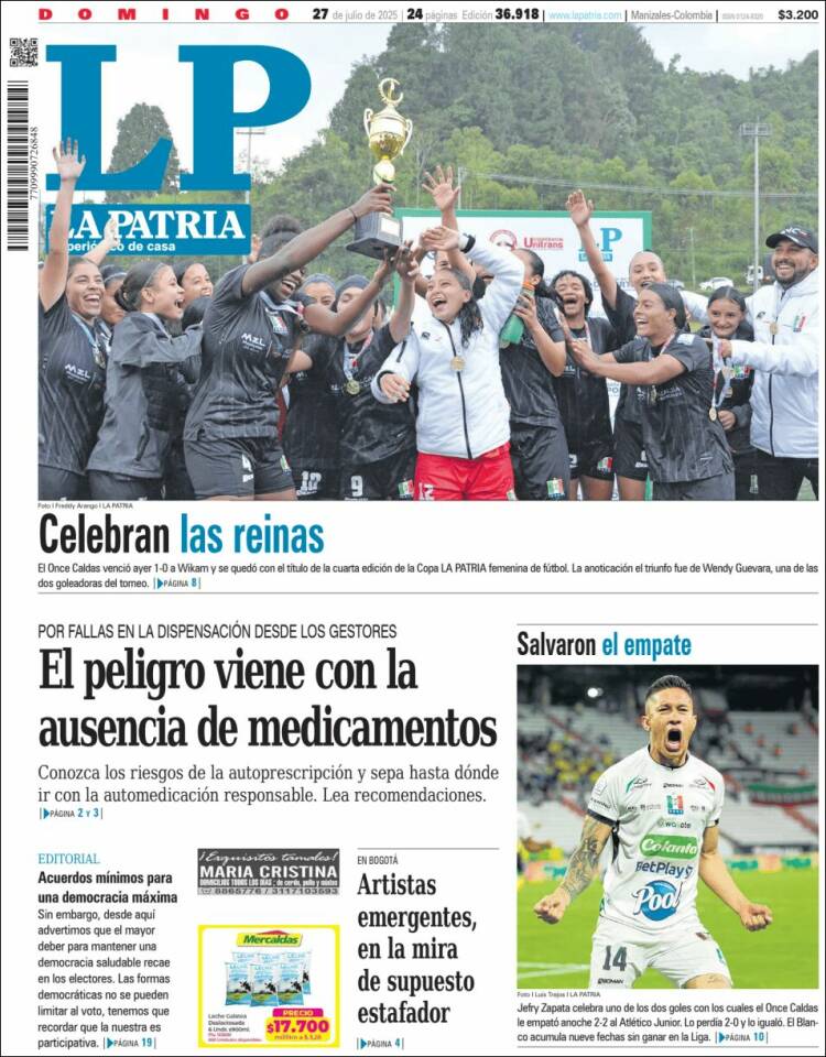 Portada de La Patria (Colombie)